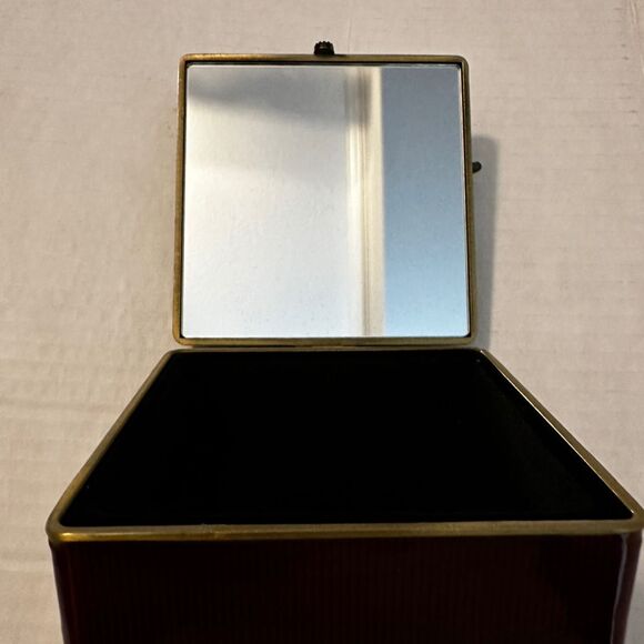 Enamel Butterfly Flower Trinket Box Multicolor Metal w/ Mirror & Lining 4"x2" - Picture 3 of 5